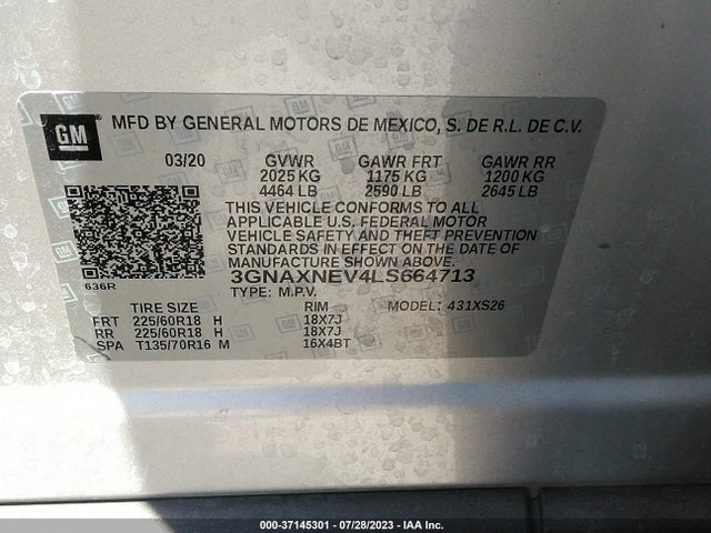 Chevrolet Equinox Premier 2020 3GNAXNEV4LS664713 Image 9