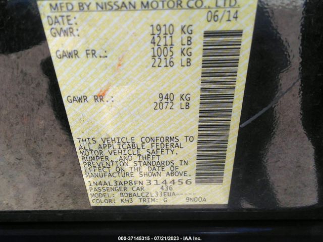 1N4AL3AP8FN314456 Nissan ALTIMA 2.5