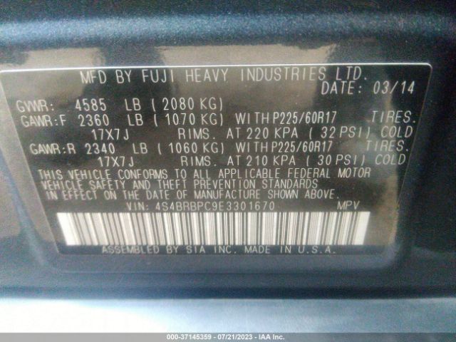 4S4BRBPC9E3301670 Subaru Outback 2.5i Limited
