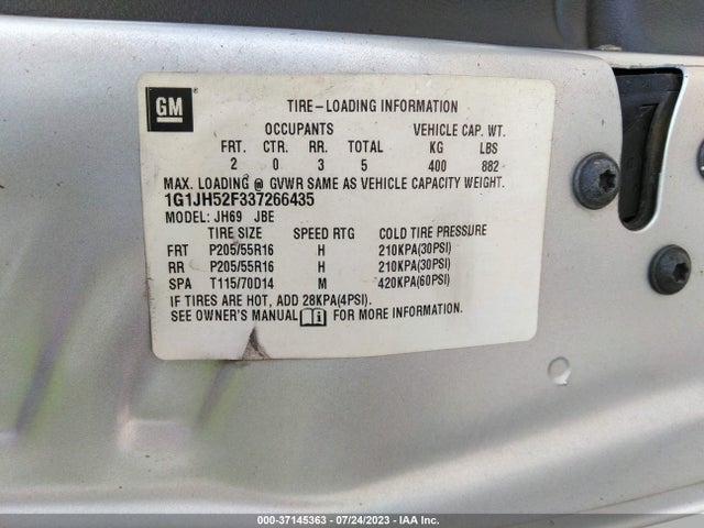 2003 CHEVROLET CAVALIER LS SPORT VIN: 1G1JH52F337266435