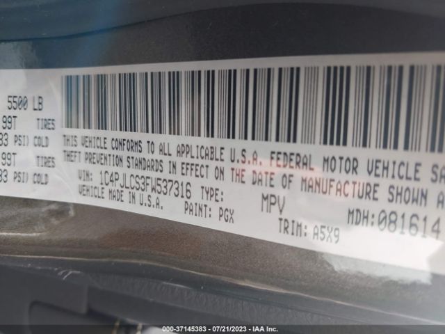 1C4PJLCS3FW537316 Jeep Cherokee Latitude