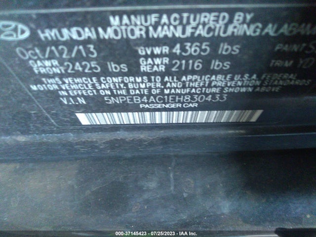 Hyundai SONATA GLS 2014 5NPEB4AC1EH830433 Image 11