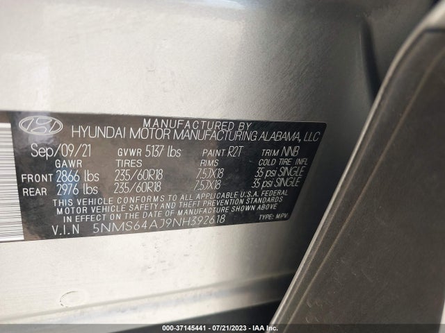 Hyundai Santa Fe Sel 2022 5NMS64AJ9NH392618 Image 16