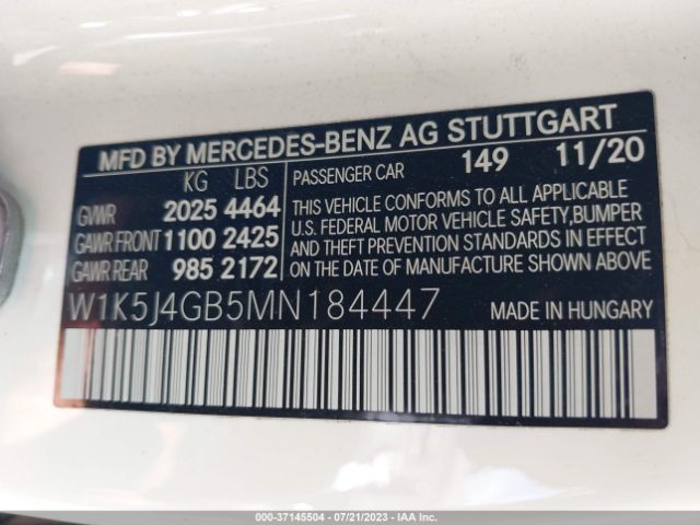 W1K5J4GB5MN184447 Mercedes-Benz Cla Cla 250