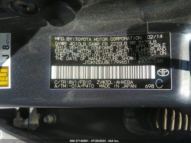 Toyota Prius Four/five/three/one/two 2014 JTDKN3DU8E1799651 Image 15