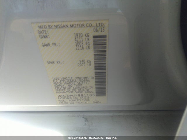 2015 NISSAN ALTIMA 2.5 SL VIN: 1N4AL3APXFN881185