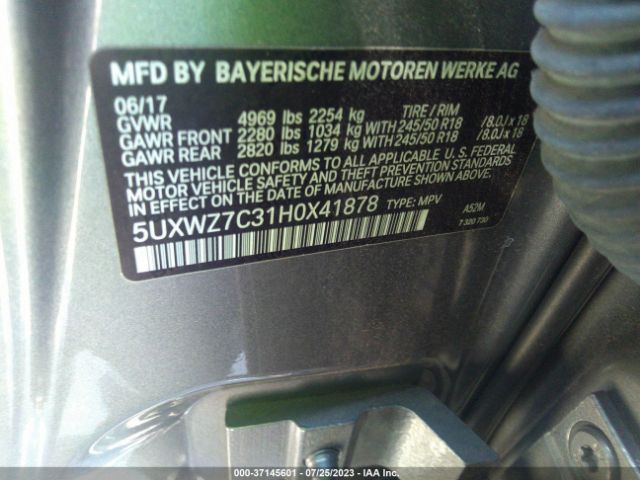 5UXWZ7C31H0X41878 BMW X3 Sdrive28i