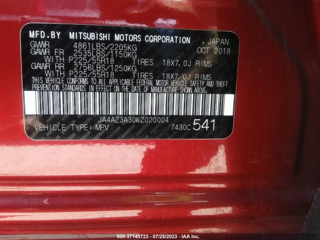 JA4AZ3A30KZ020004 Mitsubishi Outlander Es/se/sel/le