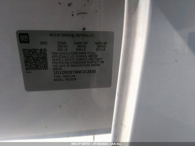 2022 CHEVROLET MALIBU LS VIN: 1G1ZB5ST8NF213930