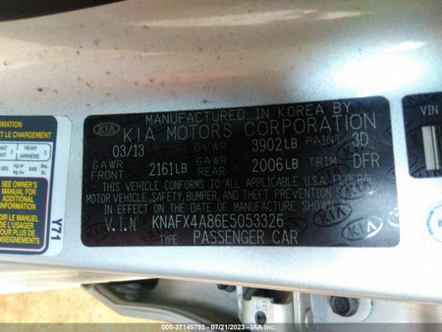 KNAFX4A86E5053326 KIA FORTE EX