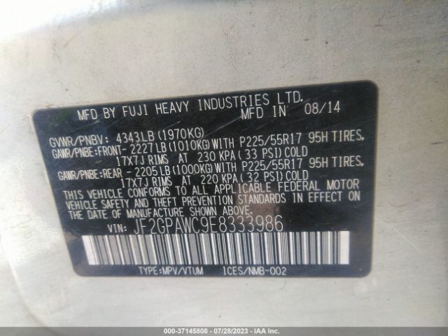 JF2GPAWC9E8333986 Subaru Xv Crosstrek Premium