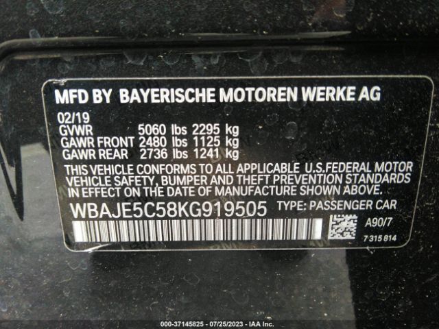 WBAJE5C58KG919505 BMW 5 Series 540i
