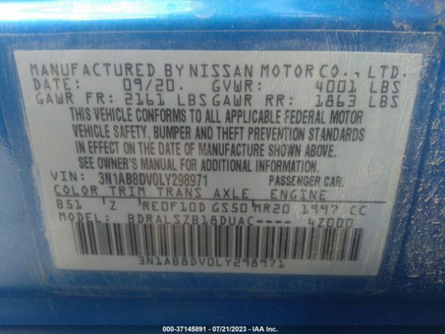 3N1AB8DV0LY298971 Nissan SENTRA SR