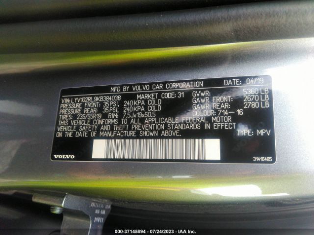 LYV102RL9KB384038 Volvo Xc60 Inscription