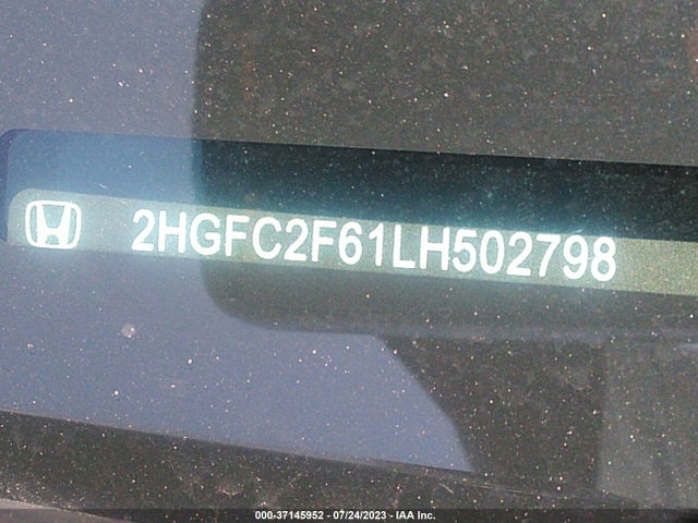 2020 HONDA CIVIC SEDAN LX VIN: 2HGFC2F61LH502798