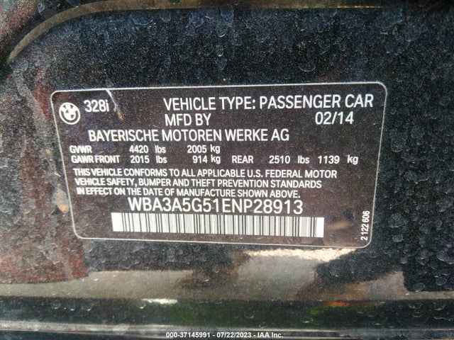 BMW 3 Series 328i 2014 WBA3A5G51ENP28913 Image 9