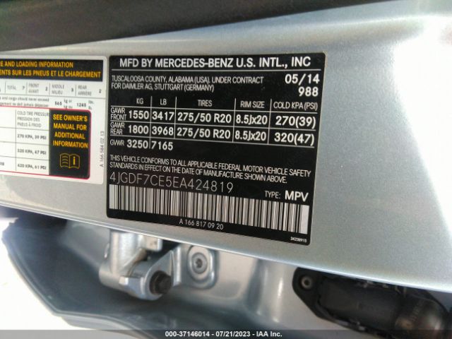 4JGDF7CE5EA424819 Mercedes-Benz Gl-class Gl 450