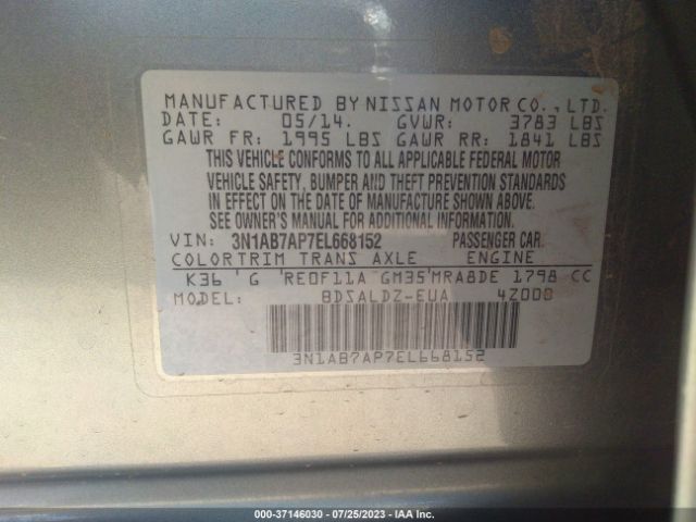 3N1AB7AP7EL668152 Nissan Sentra S/fe+ S/sv/fe+ Sv/sr/sl
