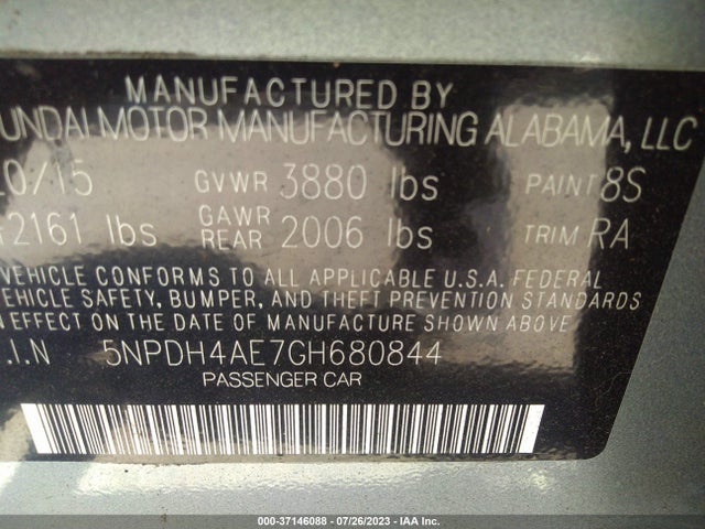 Hyundai ELANTRA SE 2016 5NPDH4AE7GH680844 Image 15
