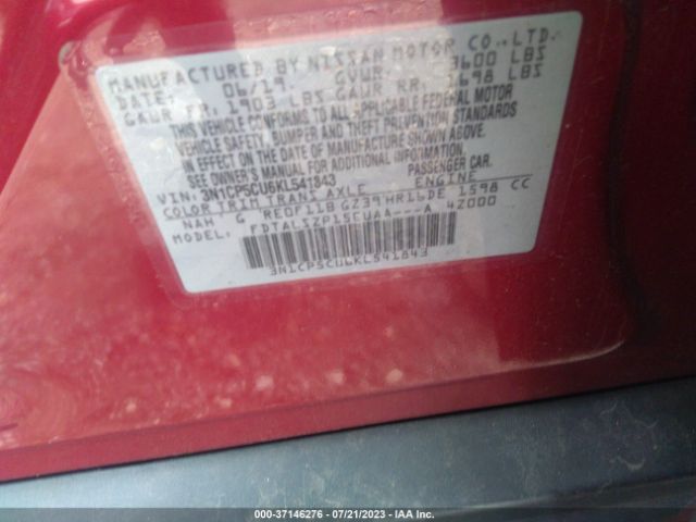 3N1CP5CU6KL541843 Nissan KICKS SV