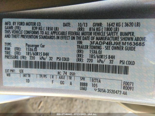 3FADP4BJ9EM163685 Ford FIESTA SE