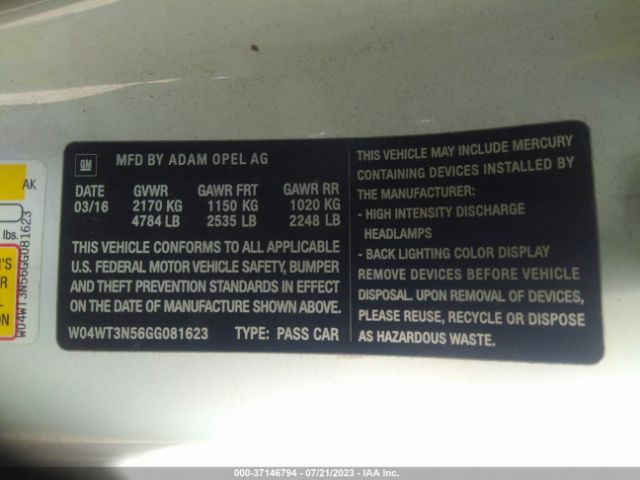 W04WT3N56GG081623 Buick Cascada Premium