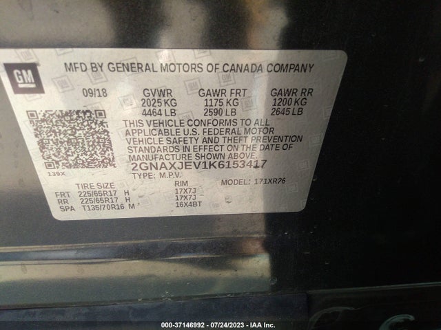 Chevrolet EQUINOX LT 2019 2GNAXJEV1K6153417 Image 9