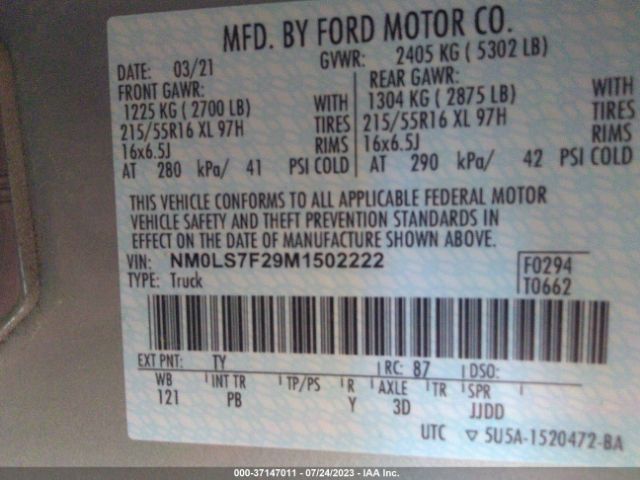 NM0LS7F29M1502222 Ford Transit Connect Van Xlt