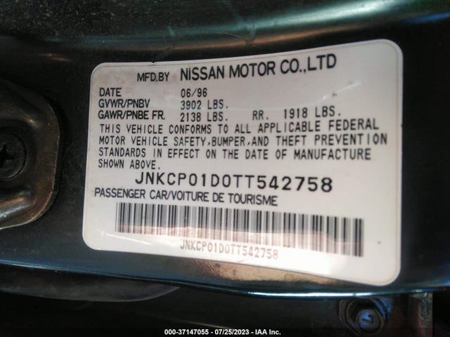 1996 INFINITI G20 VIN: JNKCP01D0TT542758