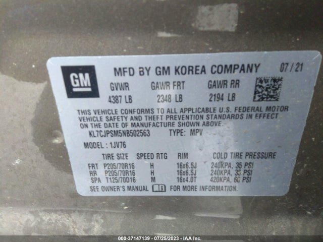 Chevrolet Trax Lt 2022 KL7CJPSM5NB502563 Image 9
