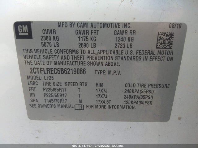 2011 GMC TERRAIN SLE-1 VIN: 2CTFLREC6B6219066