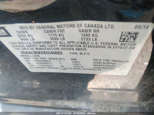 GMC Terrain Slt 2014 2GKALSEKXE6349882 Image 9
