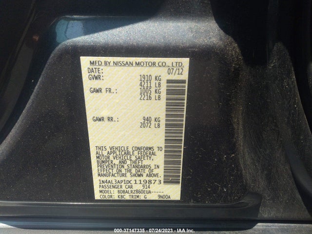 2013 NISSAN ALTIMA 2.5 S VIN: 1N4AL3AP1DC119873