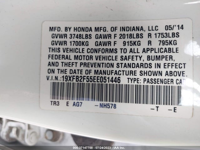 Honda Civic Sedan Lx 2014 19XFB2F55EE051446 Image 9