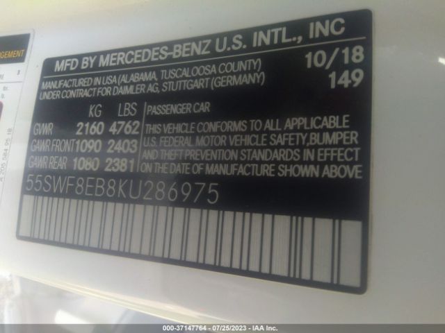 55SWF8EB8KU286975 Mercedes-Benz C-class C 300