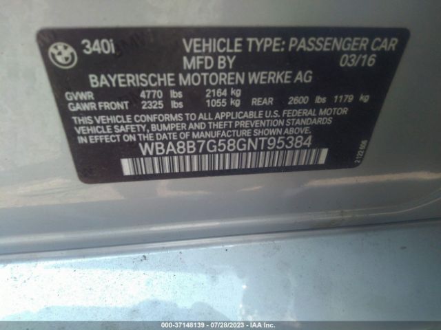 WBA8B7G58GNT95384 BMW 3 Series 340i Xdrive