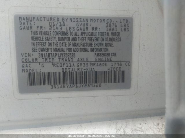 3N1AB7AP1JY259528 Nissan SENTRA SR