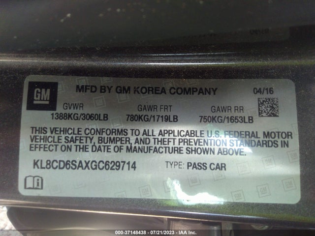 Chevrolet Spark Lt 2016 KL8CD6SAXGC629714 Image 11
