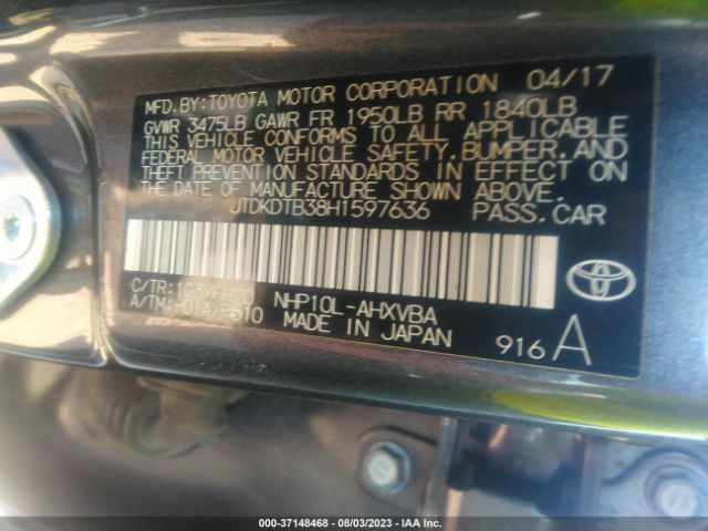 JTDKDTB38H1597636 Toyota Prius C One
