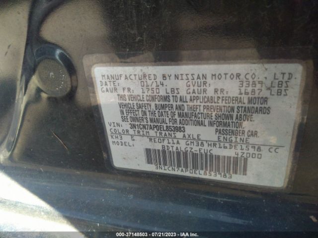 3N1CN7AP0EL853983 Nissan Versa Sl