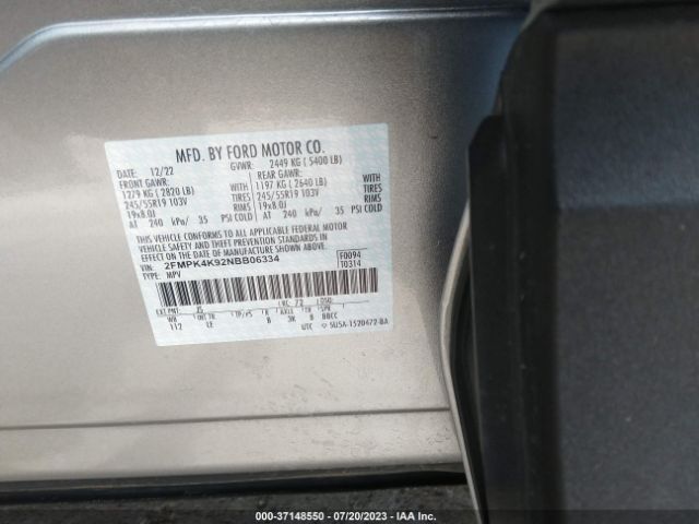 2FMPK4K92NBB06334 Ford Edge Titanium