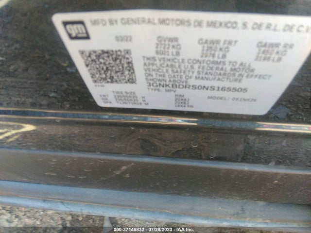 3GNKBDRS0NS165505 Chevrolet Blazer Fwd 3lt