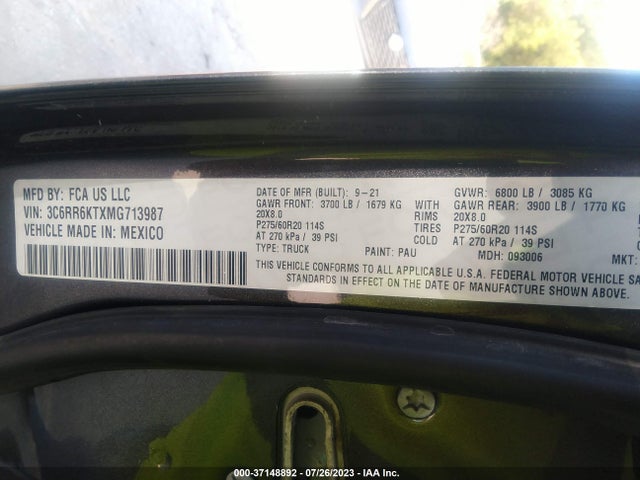 3C6RR6KTXMG713987 RAM 1500 Classic Tradesman