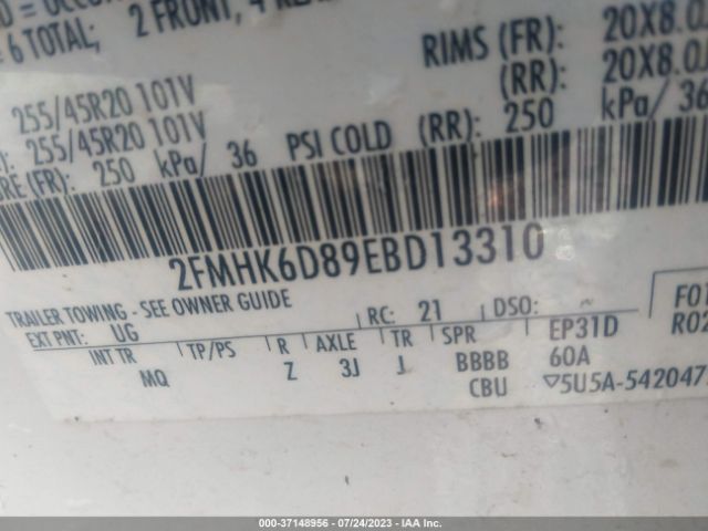 2FMHK6D89EBD13310 Ford Flex Limited