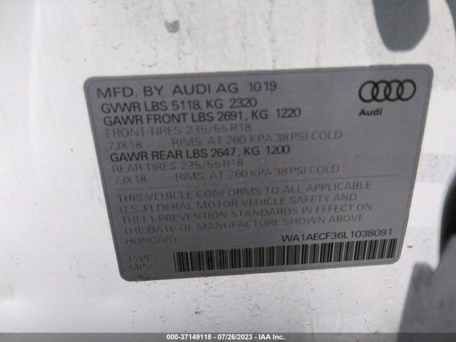 WA1AECF36L1038091 Audi Q3 PREMIUM