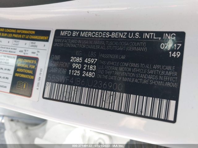 55SWF4JB6JU236900 Mercedes-Benz C-class C 300