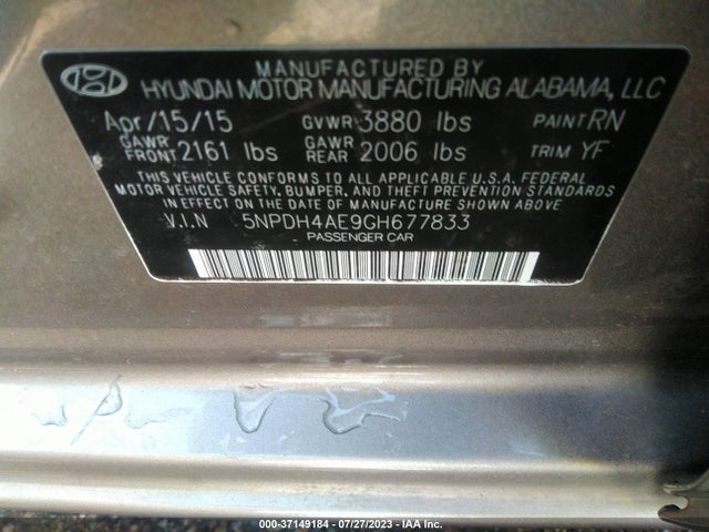 Hyundai ELANTRA SE 2016 5NPDH4AE9GH677833 Image 9