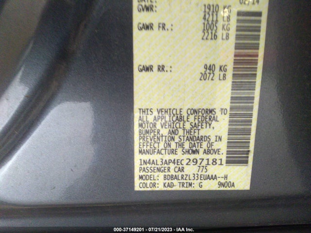 Nissan Altima 2.5 S 2014 1N4AL3AP4EC297181 Image 10