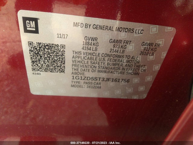 Chevrolet MALIBU LT 2018 1G1ZD5ST3JF161756 Image 9