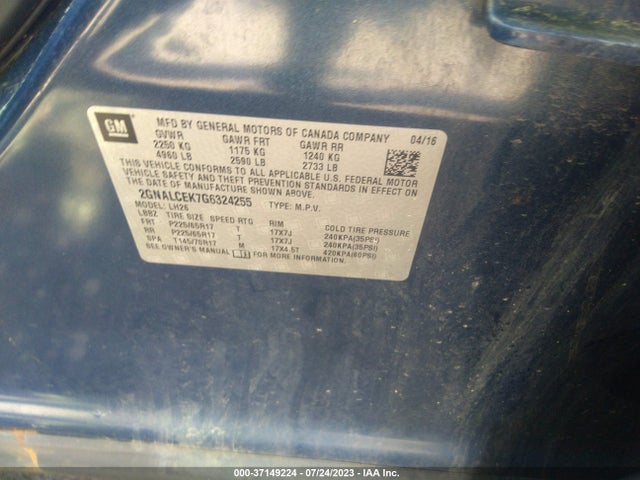 Chevrolet EQUINOX LT 2016 2GNALCEK7G6324255 Image 9